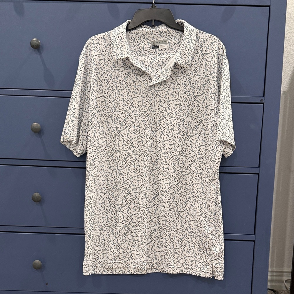 PGA Tour White and Black Patterned Polo Shirt